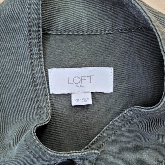 Loft Army Green Drawstring Utility Jacket Spring Casual Comfy | Size: XSmall - Picture 12 of 13